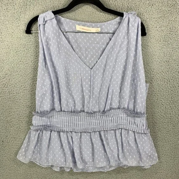 Bishop + Young Swiss Dot Ruffle Purple Tank Size Medium Lightweight NWOT - Picture 2 of 11